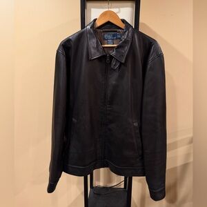 Polo Ralph Lauren Dark Brown Lambskin Leather Work Jacket